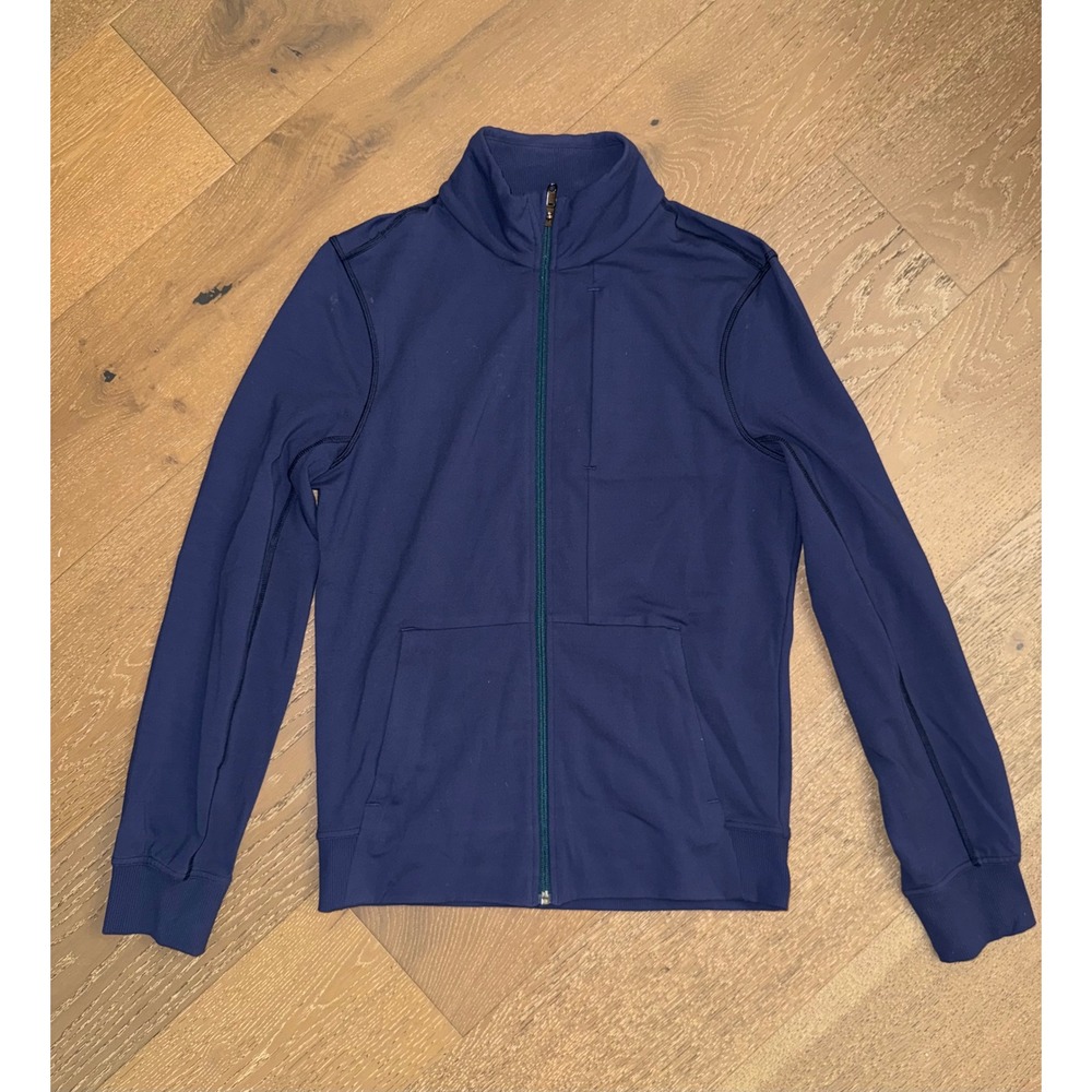 Lululemon‎ Sojourn Jacket Mens Small Navy Blue Full Zip Mock Neck Track Jacket